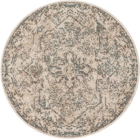 Multicolor 3' 3 x 3' 3 Tuareg Round Area Rug Vintage Inspired Distressed Look Durable Easy Clean Carpet for Unique Home Interiors for Sale at Rug Engine