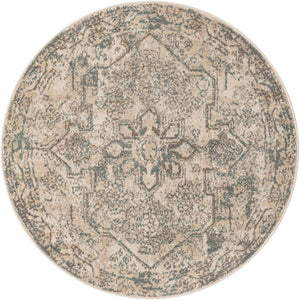 Multicolor 5' 3 x 5' 3 Tuareg Round Area Rug Vintage Inspired Distressed Look Durable Easy Clean Carpet for Unique Home Interiors for Sale at Rug Engine