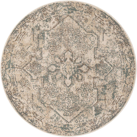 Multicolor 5' 3 x 5' 3 Tuareg Round Area Rug Vintage Inspired Distressed Look Durable Easy Clean Carpet for Unique Home Interiors for Sale at Rug Engine
