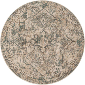 Multicolor 6' 1 x 6' 1 Tuareg Round Area Rug Vintage Inspired Distressed Look Durable Easy Clean Carpet for Unique Home Interiors for Sale at Rug Engine