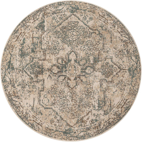 Multicolor 6' 1 x 6' 1 Tuareg Round Area Rug Vintage Inspired Distressed Look Durable Easy Clean Carpet for Unique Home Interiors for Sale at Rug Engine