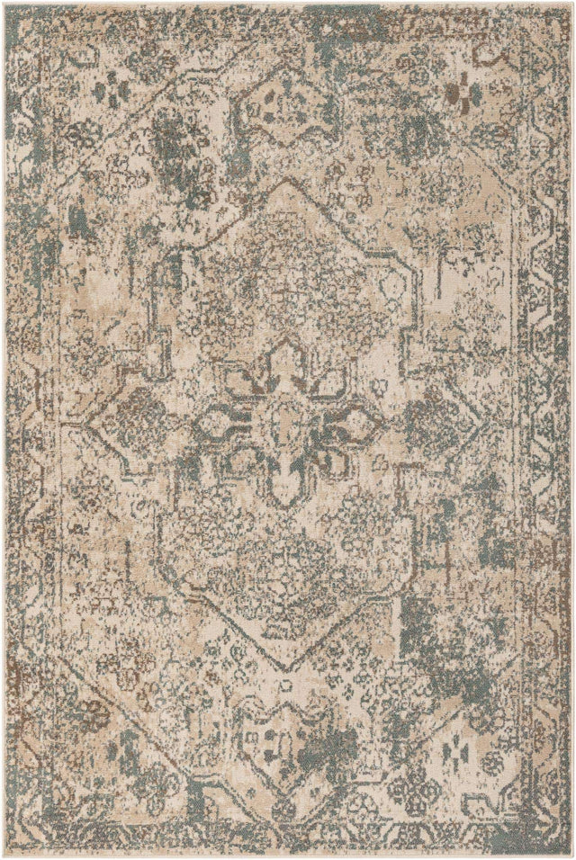 Multicolor 6' 1 x 9' Tuareg Rectangle Area Rug Vintage Inspired Distressed Look Durable Easy Clean Carpet for Unique Home Interiors for Sale at Rug Engine