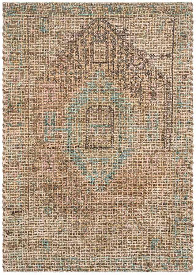 Khaki and Ivory 2' x 3' 1 Chenille Jute Rectangle Area Rug Vintage Distressed Boho All Natural Eco-Friendly Sustainable Carpet for Living Dining Office Dorm Rooms for Sale at Rug Engine