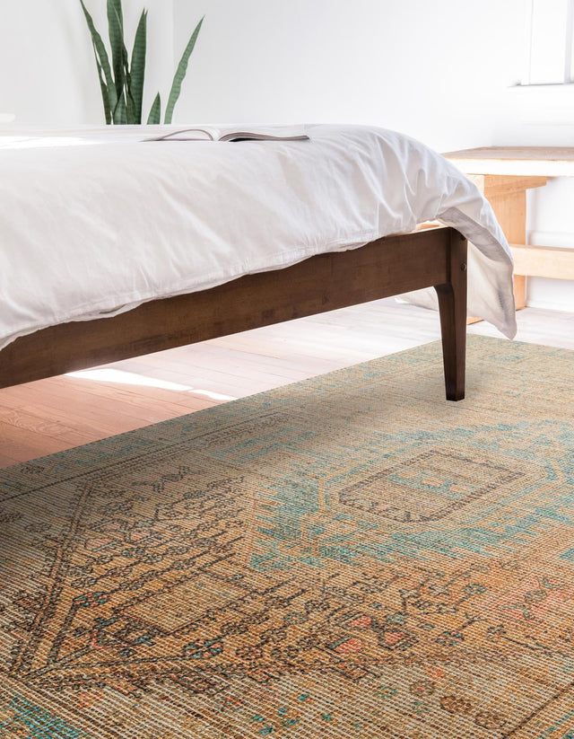 Khaki and Ivory 6' 1 x 9' Chenille Jute Rectangle Area Rug Vintage Distressed Boho All Natural Eco-Friendly Sustainable Carpet for Living Dining Office Dorm Rooms for Sale at Rug Engine