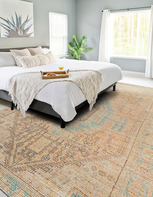 Khaki and Ivory 5' 3 x 8' Chenille Jute Rectangle Area Rug Vintage Distressed Boho All Natural Eco-Friendly Sustainable Carpet for Living Dining Office Dorm Rooms for Sale at Rug Engine