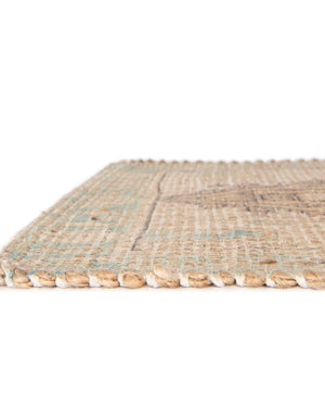 Khaki and Ivory 7' 10 x 10' Chenille Jute Rectangle Area Rug Vintage Distressed Boho All Natural Eco-Friendly Sustainable Carpet for Living Dining Office Dorm Rooms for Sale at Rug Engine