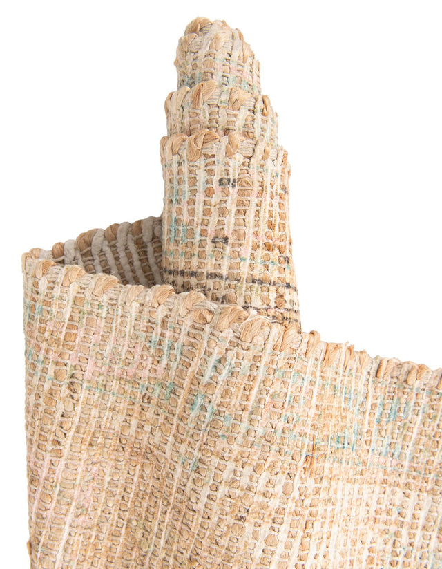 Khaki and Ivory 7' 10 x 10' Chenille Jute Rectangle Area Rug Vintage Distressed Boho All Natural Eco-Friendly Sustainable Carpet for Living Dining Office Dorm Rooms for Sale at Rug Engine