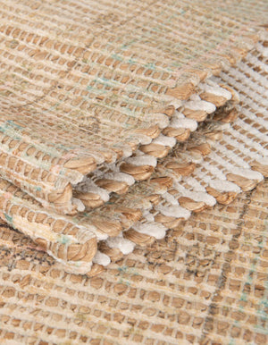 Khaki and Ivory 7' 10 x 10' Chenille Jute Rectangle Area Rug Vintage Distressed Boho All Natural Eco-Friendly Sustainable Carpet for Living Dining Office Dorm Rooms for Sale at Rug Engine
