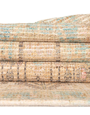 Khaki and Ivory 7' 10 x 10' Chenille Jute Rectangle Area Rug Vintage Distressed Boho All Natural Eco-Friendly Sustainable Carpet for Living Dining Office Dorm Rooms for Sale at Rug Engine