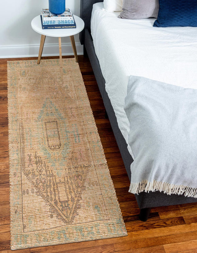 Khaki and Ivory 2' 2 x 8' Chenille Jute Runner Area Rug Vintage Distressed Boho All Natural Eco-Friendly Sustainable Carpet for Living Dining Office Dorm Rooms for Sale at Rug Engine