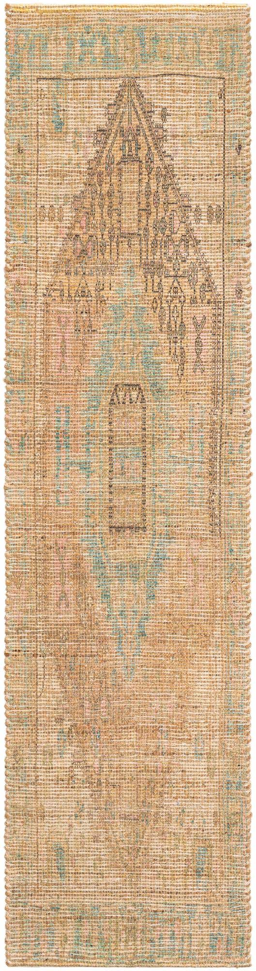 Khaki and Ivory 2' 2 x 8' Chenille Jute Runner Area Rug Vintage Distressed Boho All Natural Eco-Friendly Sustainable Carpet for Living Dining Office Dorm Rooms for Sale at Rug Engine