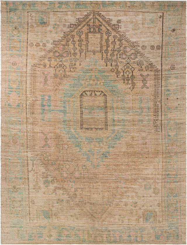 Khaki and Ivory 9' x 12' Chenille Jute Rectangle Area Rug Vintage Distressed Boho All Natural Eco-Friendly Sustainable Carpet for Living Dining Office Dorm Rooms for Sale at Rug Engine