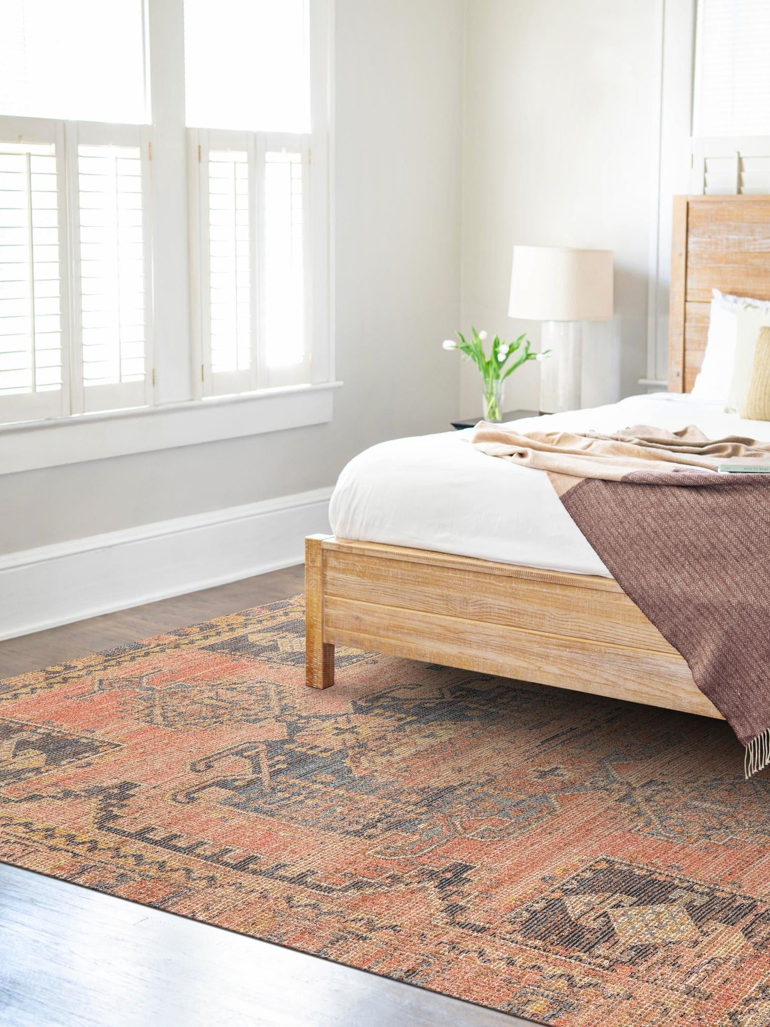 Antique Red 4' 1 x 6' 1 Chenille Jute Rectangle Area Rug Vintage Distressed Boho All Natural Eco-Friendly Sustainable Carpet for Living Dining Office Dorm Rooms for Sale at Rug Engine