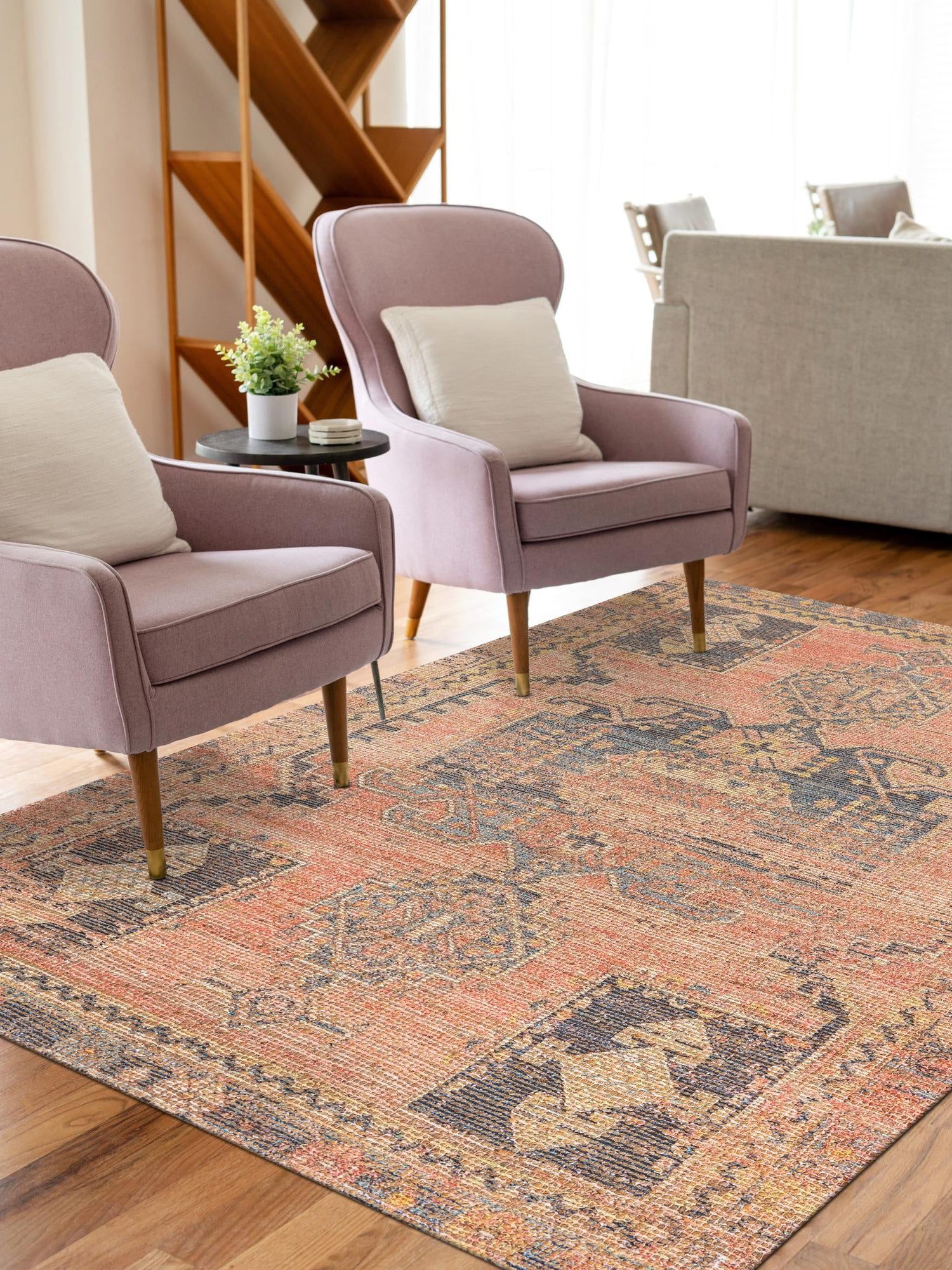 Antique Red 5' 3 x 8' Chenille Jute Rectangle Area Rug Vintage Distressed Boho All Natural Eco-Friendly Sustainable Carpet for Living Dining Office Dorm Rooms for Sale at Rug Engine