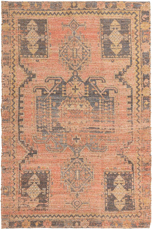 Antique Red 5' 3 x 8' Chenille Jute Rectangle Area Rug Vintage Distressed Boho All Natural Eco-Friendly Sustainable Carpet for Living Dining Office Dorm Rooms for Sale at Rug Engine
