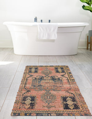 Antique Red 2' 2 x 8' Chenille Jute Runner Area Rug Vintage Distressed Boho All Natural Eco-Friendly Sustainable Carpet for Living Dining Office Dorm Rooms for Sale at Rug Engine