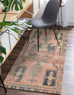 Antique Red 2' 2 x 8' Chenille Jute Runner Area Rug Vintage Distressed Boho All Natural Eco-Friendly Sustainable Carpet for Living Dining Office Dorm Rooms for Sale at Rug Engine