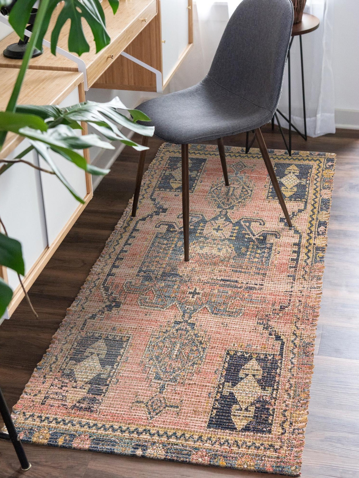 Antique Red 2' 2 x 6' 1 Chenille Jute Runner Area Rug Vintage Distressed Boho All Natural Eco-Friendly Sustainable Carpet for Living Dining Office Dorm Rooms for Sale at Rug Engine