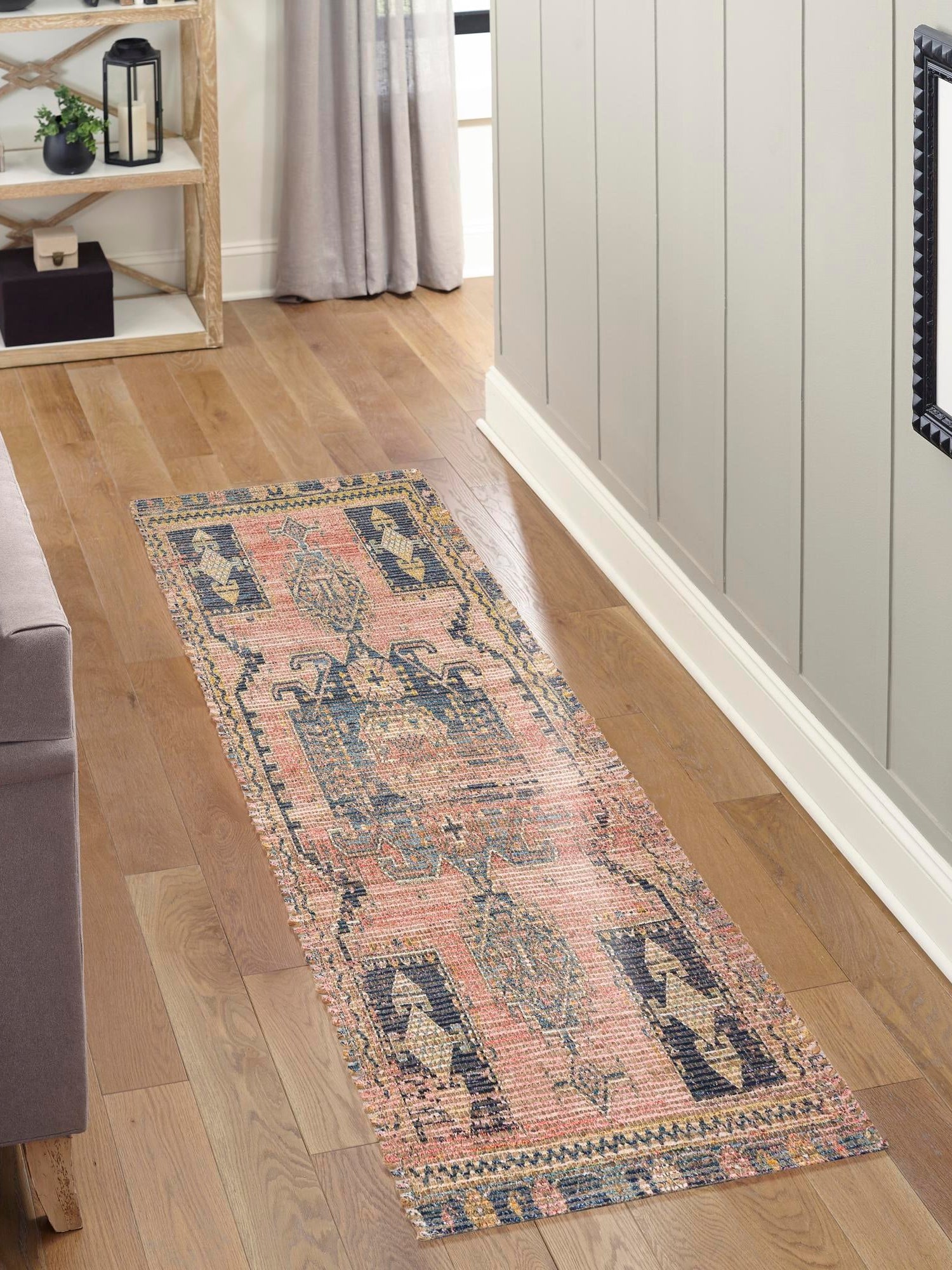 Antique Red 2' 2 x 6' 1 Chenille Jute Runner Area Rug Vintage Distressed Boho All Natural Eco-Friendly Sustainable Carpet for Living Dining Office Dorm Rooms for Sale at Rug Engine