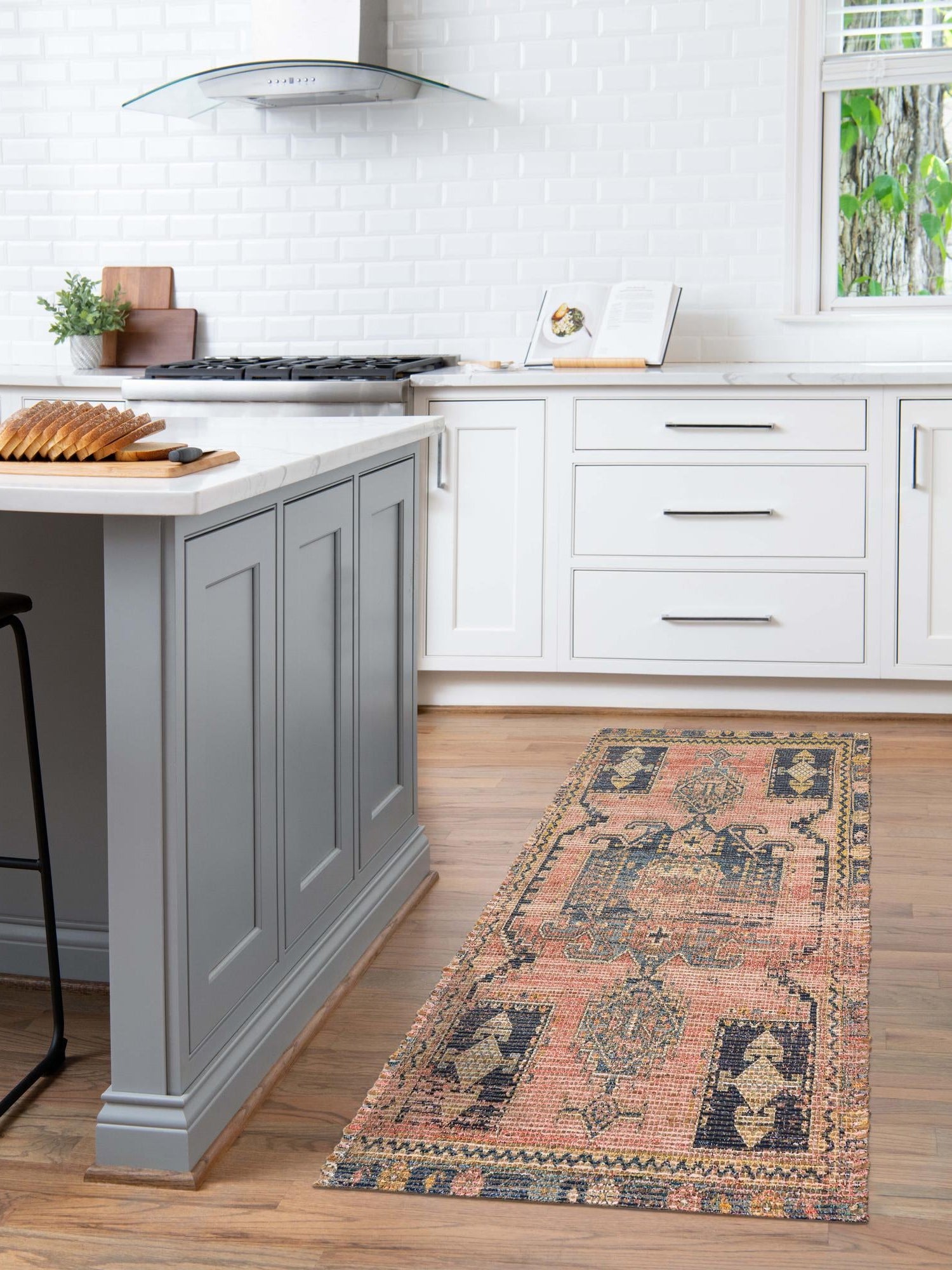 Antique Red 2' 2 x 6' 1 Chenille Jute Runner Area Rug Vintage Distressed Boho All Natural Eco-Friendly Sustainable Carpet for Living Dining Office Dorm Rooms for Sale at Rug Engine