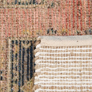 Antique Red 7' 10 x 7' 10 Chenille Jute Square Area Rug Vintage Distressed Boho All Natural Eco-Friendly Sustainable Carpet for Living Dining Office Dorm Rooms for Sale at Rug Engine