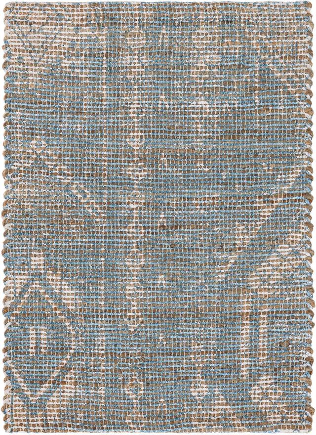 Antique Blue 2' x 3' 1 Chenille Jute Rectangle Area Rug Vintage Distressed Boho All Natural Eco-Friendly Sustainable Carpet for Living Dining Office Dorm Rooms for Sale at Rug Engine