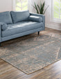Antique Blue 6' 1 x 9' Chenille Jute Rectangle Area Rug Vintage Distressed Boho All Natural Eco-Friendly Sustainable Carpet for Living Dining Office Dorm Rooms for Sale at Rug Engine
