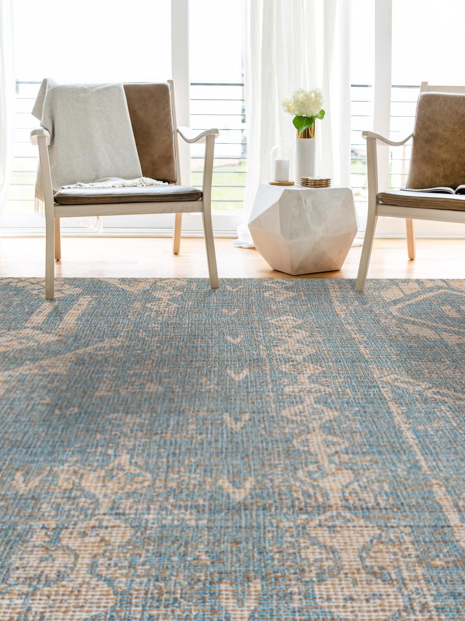 Antique Blue 2' x 3' 1 Chenille Jute Rectangle Area Rug Vintage Distressed Boho All Natural Eco-Friendly Sustainable Carpet for Living Dining Office Dorm Rooms for Sale at Rug Engine