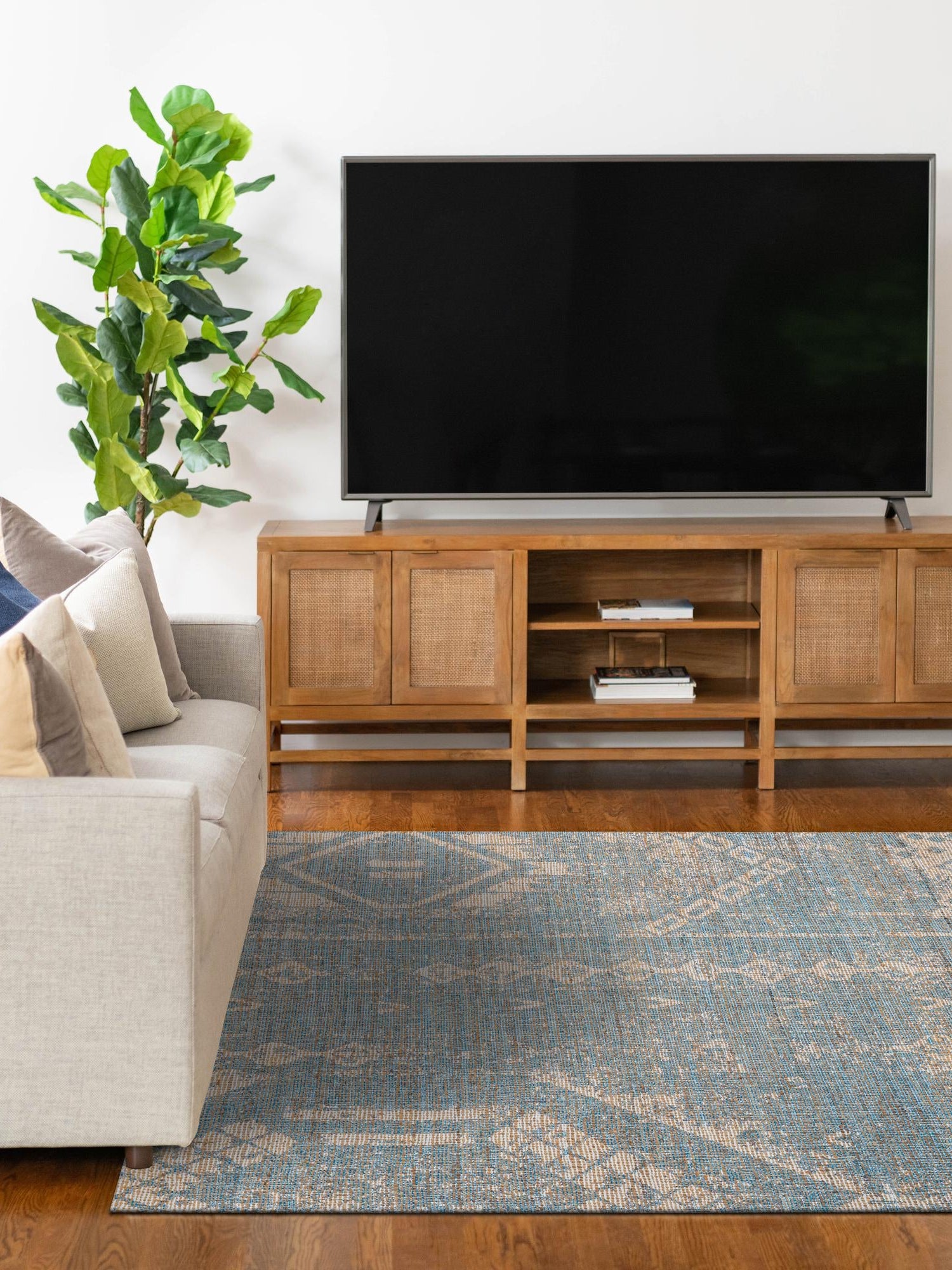 Antique Blue 2' x 3' 1 Chenille Jute Rectangle Area Rug Vintage Distressed Boho All Natural Eco-Friendly Sustainable Carpet for Living Dining Office Dorm Rooms for Sale at Rug Engine
