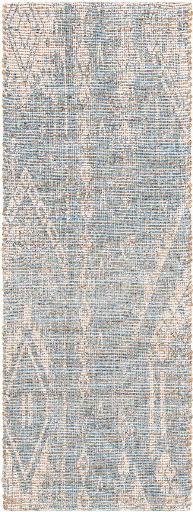 Antique Blue 2' 2 x 6' 1 Chenille Jute Runner Area Rug Vintage Distressed Boho All Natural Eco-Friendly Sustainable Carpet for Living Dining Office Dorm Rooms for Sale at Rug Engine