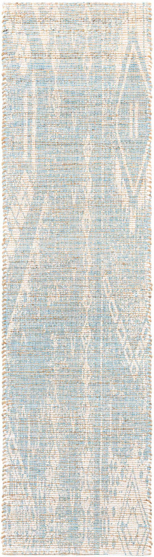 Antique Blue 2' 2 x 8' Chenille Jute Runner Area Rug Vintage Distressed Boho All Natural Eco-Friendly Sustainable Carpet for Living Dining Office Dorm Rooms for Sale at Rug Engine