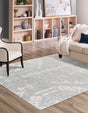 Antique Blue 7' 10 x 7' 10 Chenille Jute Square Area Rug Vintage Distressed Boho All Natural Eco-Friendly Sustainable Carpet for Living Dining Office Dorm Rooms for Sale at Rug Engine