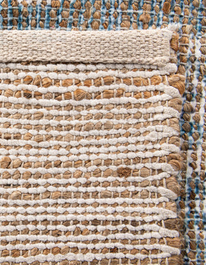 Antique Blue 7' 10 x 7' 10 Chenille Jute Square Area Rug Vintage Distressed Boho All Natural Eco-Friendly Sustainable Carpet for Living Dining Office Dorm Rooms for Sale at Rug Engine