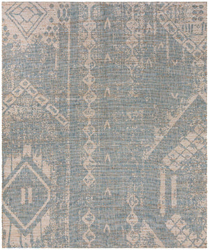 Antique Blue 7' 10 x 10' Chenille Jute Rectangle Area Rug Vintage Distressed Boho All Natural Eco-Friendly Sustainable Carpet for Living Dining Office Dorm Rooms for Sale at Rug Engine