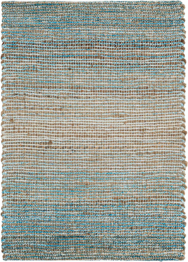 Ivory and Blue 2' x 3' 1 Chenille Jute Rectangle Area Rug Vintage Distressed Boho All Natural Eco-Friendly Sustainable Carpet for Living Dining Office Dorm Rooms for Sale at Rug Engine