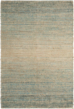 Ivory and Blue 4' 1 x 6' 1 Chenille Jute Rectangle Area Rug Vintage Distressed Boho All Natural Eco-Friendly Sustainable Carpet for Living Dining Office Dorm Rooms for Sale at Rug Engine