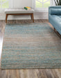Ivory and Blue 2' x 3' 1 Chenille Jute Rectangle Area Rug Vintage Distressed Boho All Natural Eco-Friendly Sustainable Carpet for Living Dining Office Dorm Rooms for Sale at Rug Engine