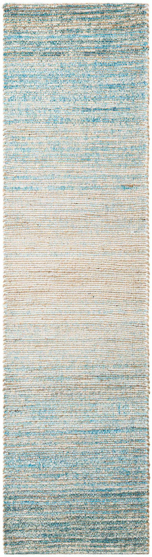 Ivory and Blue 2' 2 x 8' Chenille Jute Runner Area Rug Vintage Distressed Boho All Natural Eco-Friendly Sustainable Carpet for Living Dining Office Dorm Rooms for Sale at Rug Engine