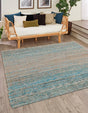 Ivory and Blue 7' 10 x 7' 10 Chenille Jute Square Area Rug Vintage Distressed Boho All Natural Eco-Friendly Sustainable Carpet for Living Dining Office Dorm Rooms for Sale at Rug Engine