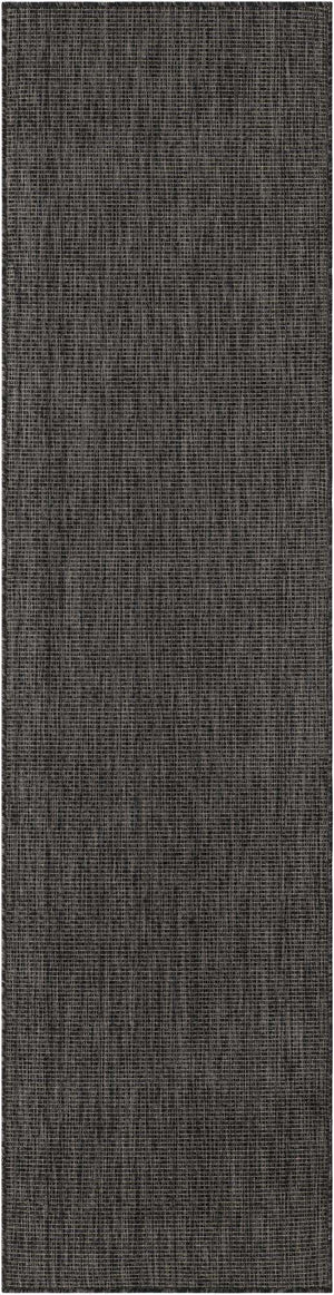 Black 2' 7 x 10' Outdoor Solid Runner Area Rug Weather Resistant for Patio, Deck, Terrace, Balcony, Porch 100% Polypropylene Minimalist Waterproof Carpet for Sale at Rug Engine