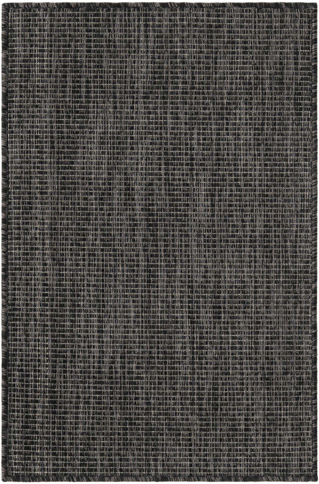 Black 2' x 3' 1 Outdoor Solid Rectangle Area Rug Weather Resistant for Patio, Deck, Terrace, Balcony, Porch 100% Polypropylene Minimalist Waterproof Carpet for Sale at Rug Engine