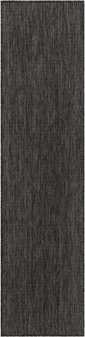 Black 2' x 8' Outdoor Solid Runner Area Rug Weather Resistant for Patio, Deck, Terrace, Balcony, Porch 100% Polypropylene Minimalist Waterproof Carpet for Sale at Rug Engine