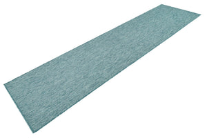 Aquamarine 2' 7 x 10' Outdoor Solid Runner Area Rug Weather Resistant for Patio, Deck, Terrace, Balcony, Porch 100% Polypropylene Minimalist Waterproof Carpet for Sale at Rug Engine