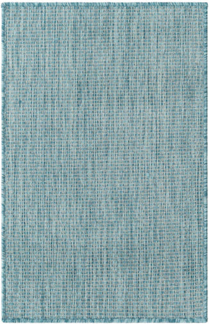 Aquamarine 2' x 3' 1 Outdoor Solid Rectangle Area Rug Weather Resistant for Patio, Deck, Terrace, Balcony, Porch 100% Polypropylene Minimalist Waterproof Carpet for Sale at Rug Engine