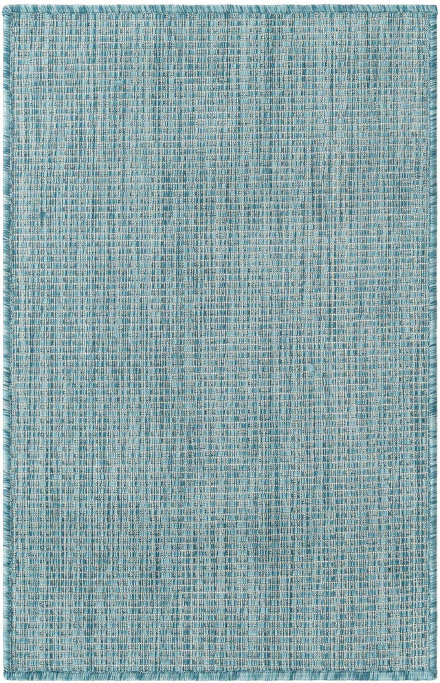 Aquamarine 2' x 3' 1 Outdoor Solid Rectangle Area Rug Weather Resistant for Patio, Deck, Terrace, Balcony, Porch 100% Polypropylene Minimalist Waterproof Carpet for Sale at Rug Engine