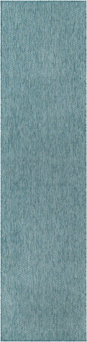 Aquamarine 2' x 8' Outdoor Solid Runner Area Rug Weather Resistant for Patio, Deck, Terrace, Balcony, Porch 100% Polypropylene Minimalist Waterproof Carpet for Sale at Rug Engine