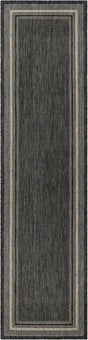 Black 2' 7 x 10' Outdoor Border Runner Area Rug Weather Resistant for Patio, Deck, Terrace, Balcony, Porch 100% Polypropylene Classic Bordered Carpet for Sale at Rug Engine