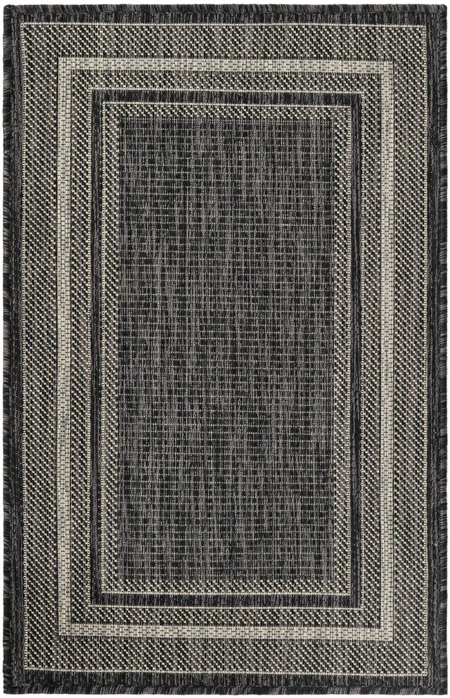 Black 2' x 3' 1 Outdoor Border Rectangle Area Rug Weather Resistant for Patio, Deck, Terrace, Balcony, Porch 100% Polypropylene Classic Bordered Carpet for Sale at Rug Engine