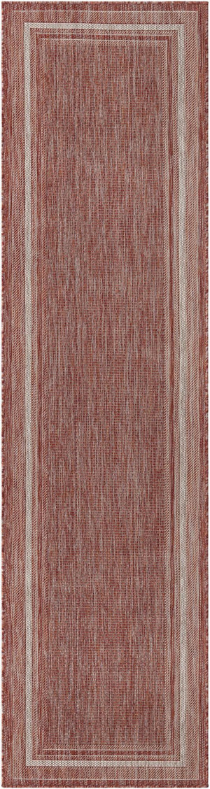 Rust Red 3' x 10' Outdoor Border Runner Rug