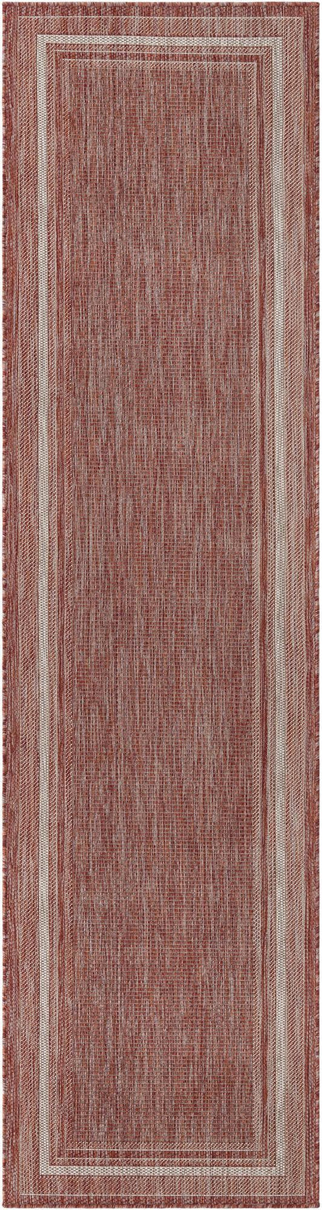 Rust Red 3' x 10' Outdoor Border Runner Rug